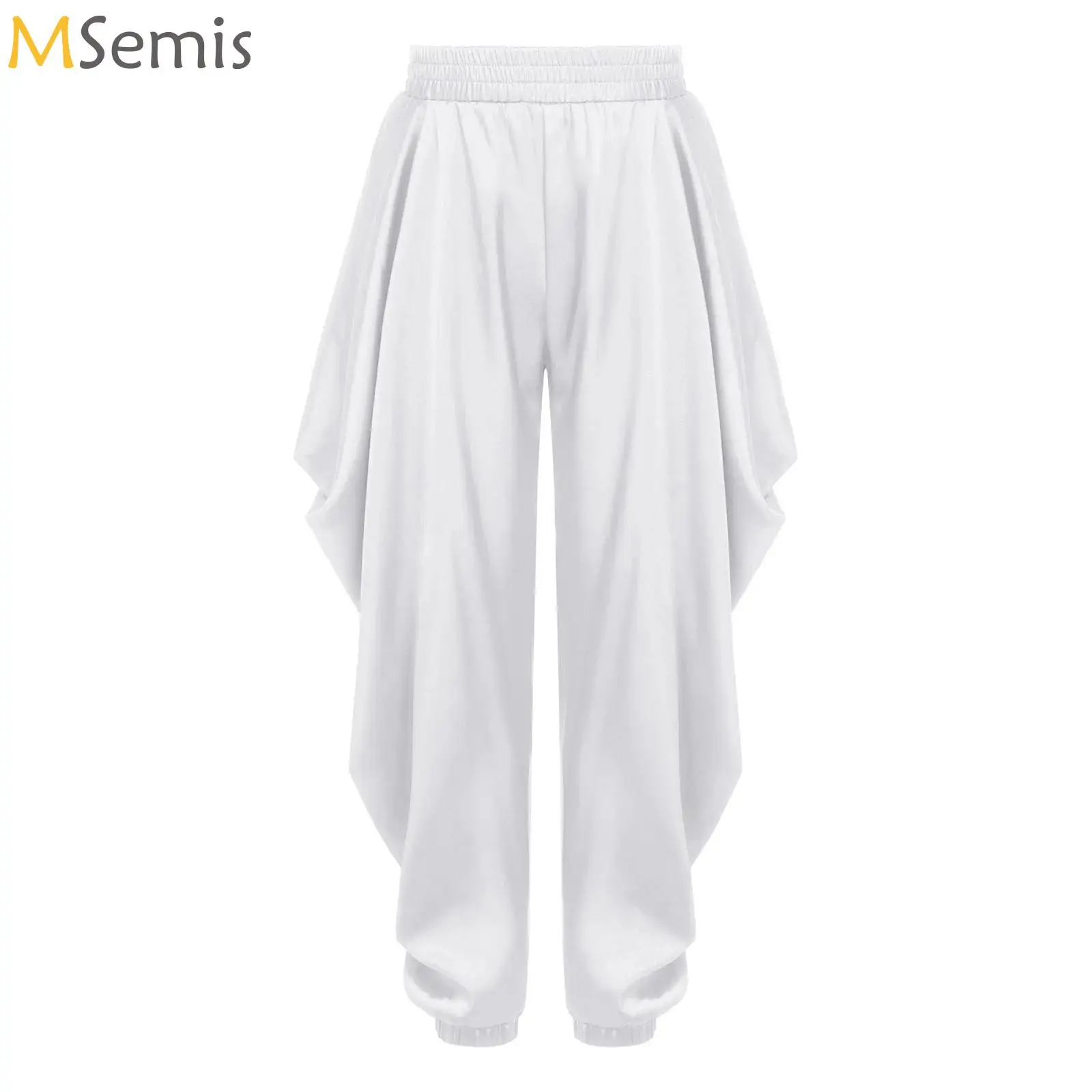 

Arabian Prince Costume for Boys Satin Dhoti Pants Elastic Waistband Draped Baggy Bloomers Halloween Carnival Cosplay Trousers