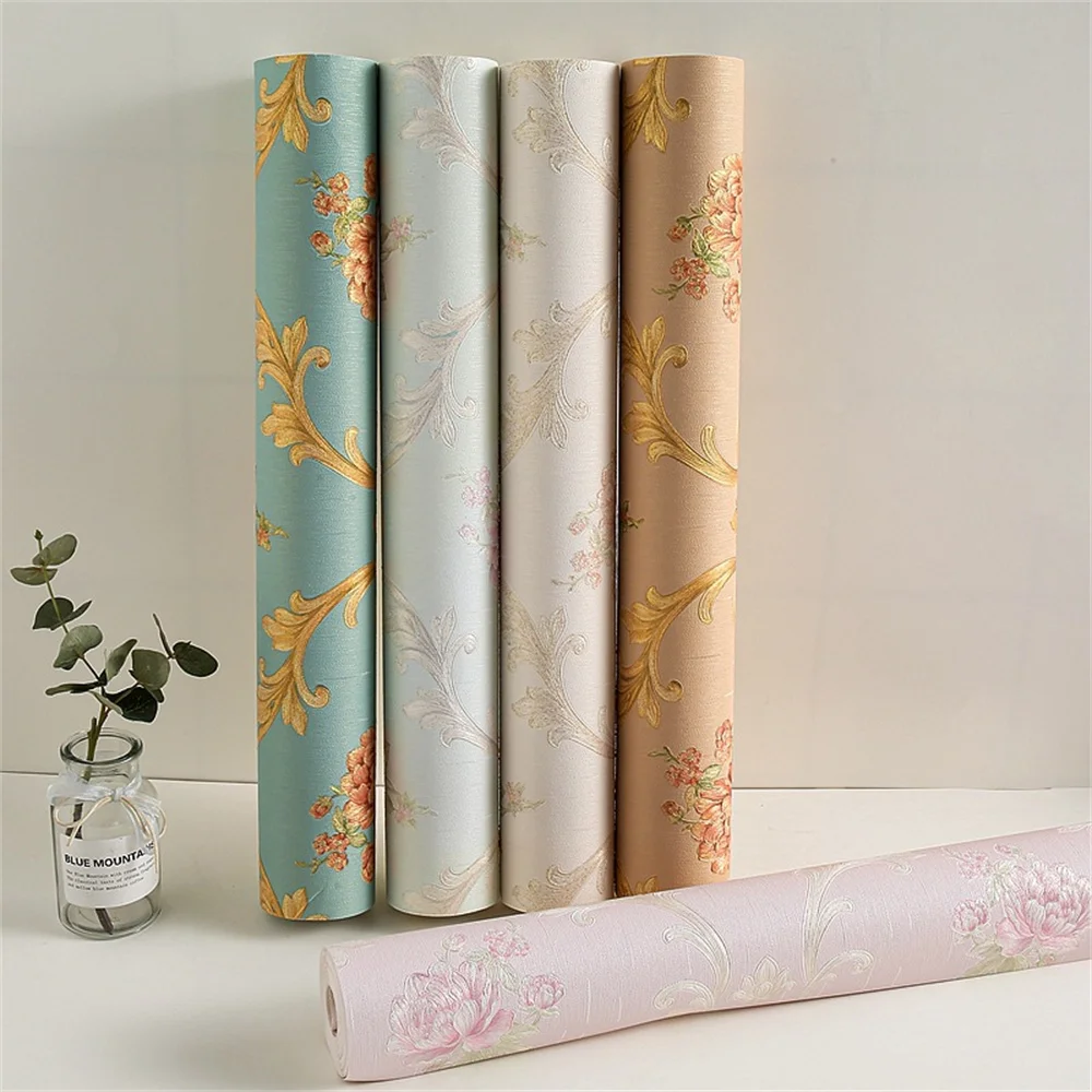 3D Pink Floral American Style Pastoral Wallpaper Fresh Warm Mural Wallpaper for Bedroom Hotel Guesthouse Pvc Wall Decor Paper