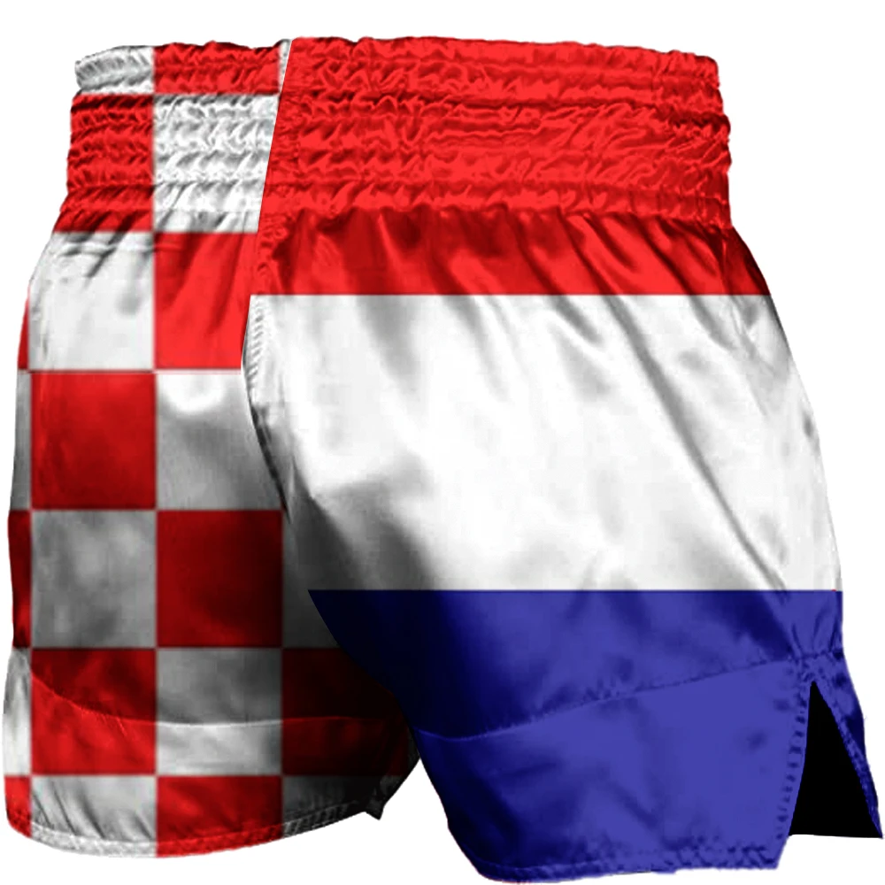 Flag of Croatia Muay Thai Shorts Boxing Trunks Kick Martial Arts Training Gym Clothing