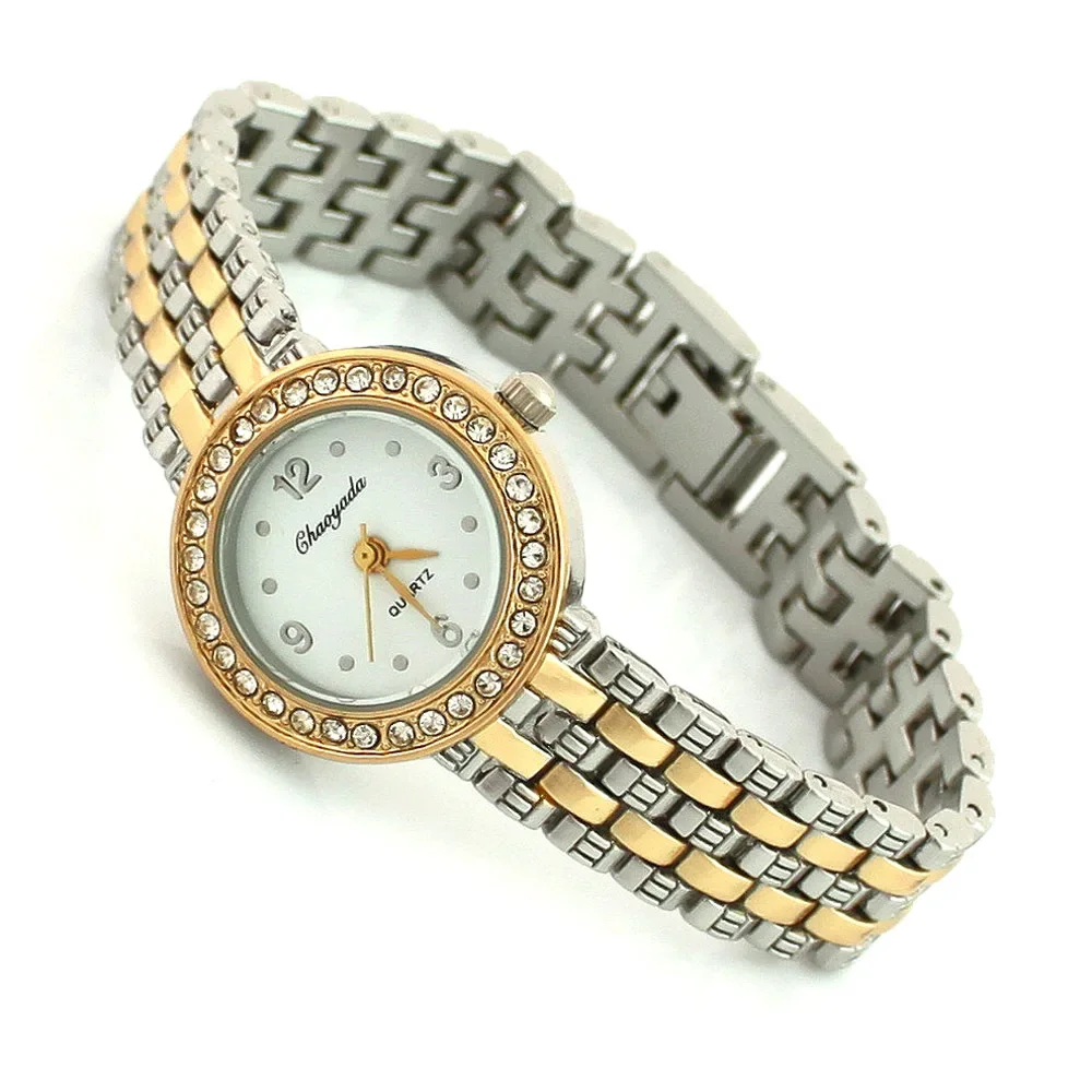 ساعة نسائية فاخرة من حجر الراين ، نوعية جيدة ، أزياء نسائية ، فستان نسائي من الفولاذ المقاوم للصدأ ، ساعة يد كوارتز O89