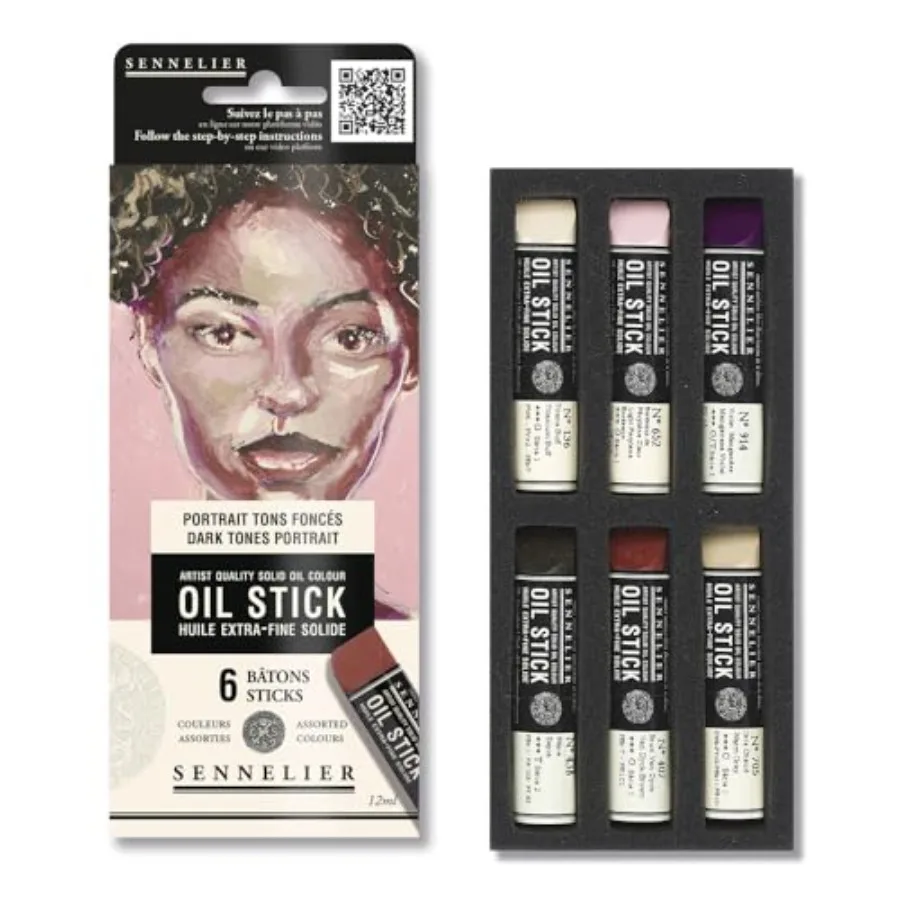 

Mini Oil Stick Set, Dark Tones Portrait Colors, 6 Artist Sticks, 12ml