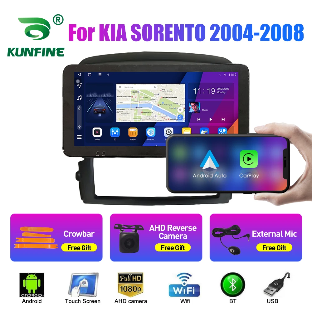 

10,33-дюймовый автомобильный радиоприемник для KIA SORENTO 2004-2008 2Din Android, восьмиядерный автомобильный стерео DVD, GPS-навигатор, плеер, QLED-экран Carplay