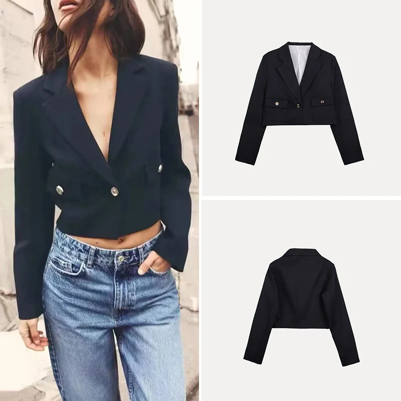 

Spring 2025 Women's ort Svel V-Ne Padded oulder Commute Suit Jaet Long Sve Commuter Sle Z Brand