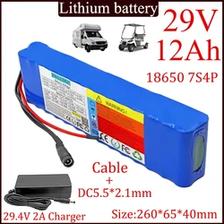 29V 12Ah 7S4P 18650 lithium battery pack 0-450W Built-in BMS for lawn mowers, wheelchairs, Spare battery etc+29.4V 2A charger