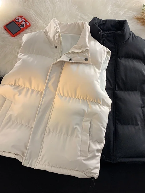 

Men's Fce Lined Cotton Jaet Vest Oversize Autumn Winter New Sle Casual Faion Zipper Closure Color Inner S