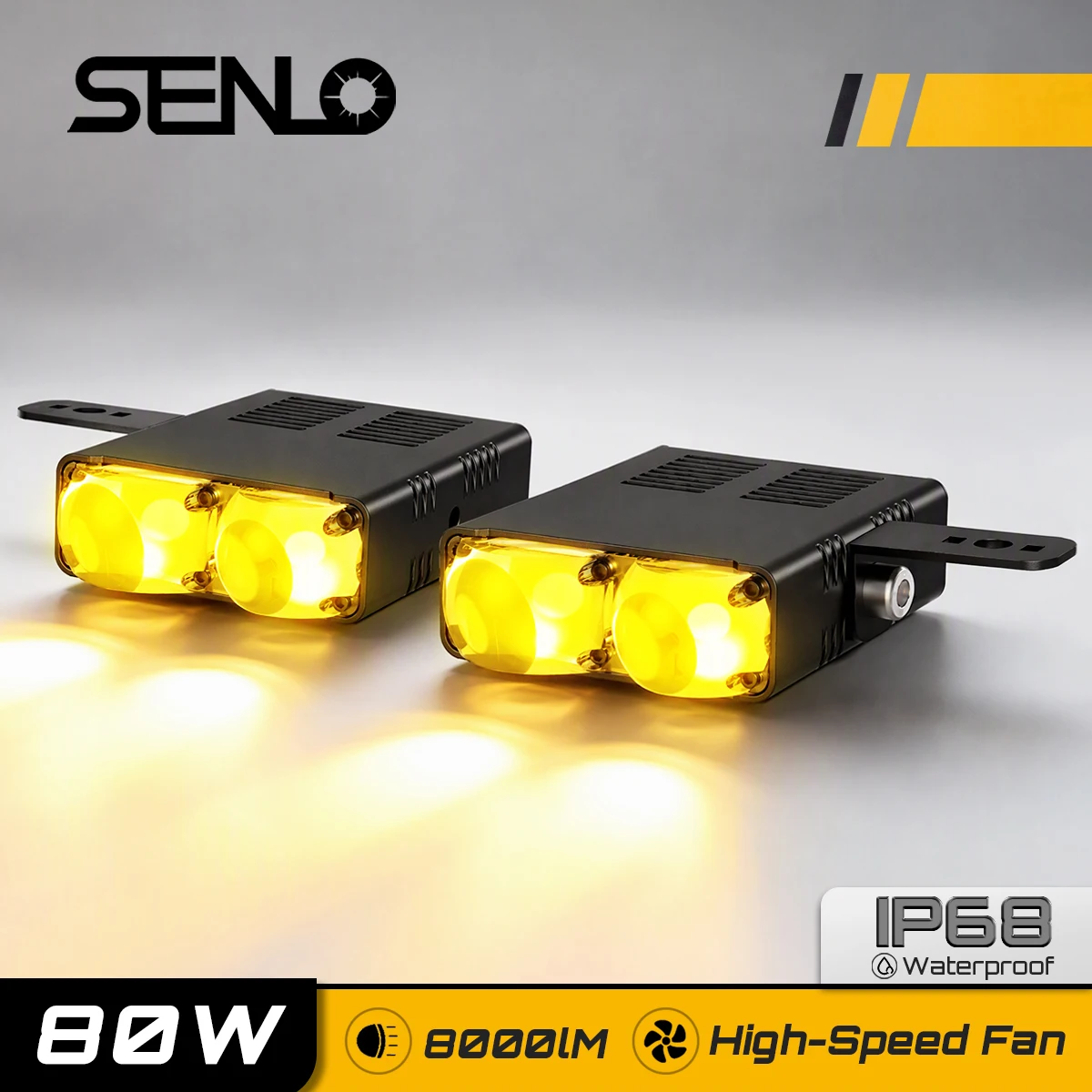Senlo Universal Car LED Fog Light Kit 80W Super Bright Headlight Waterproof Auxiliary Lights Easy Install for SUV Pickup Truck