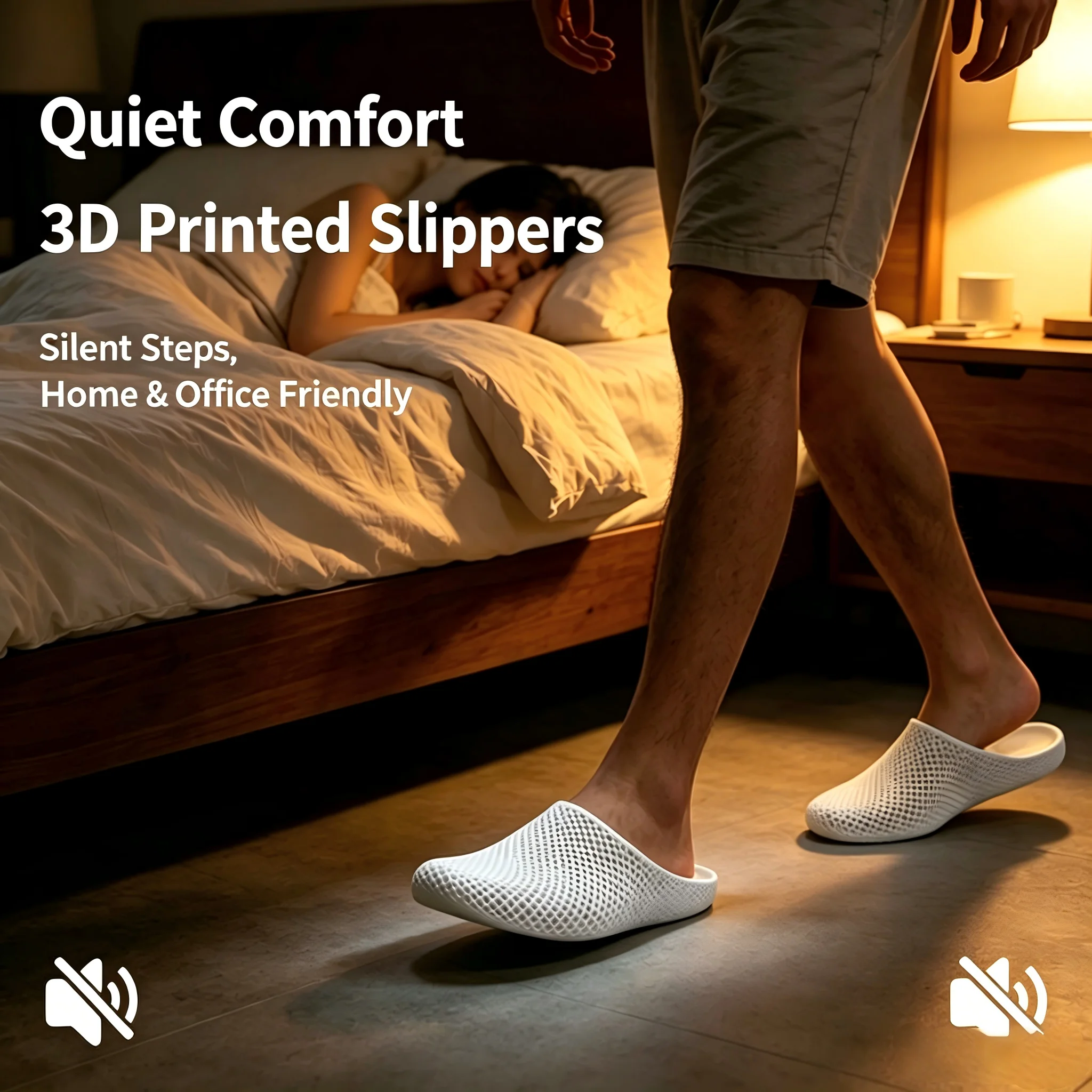 3D Printed Cloud Slippers, Lightweight, Anti-Odor, Waterproof, Barefoot Soft Indoor Slippers
