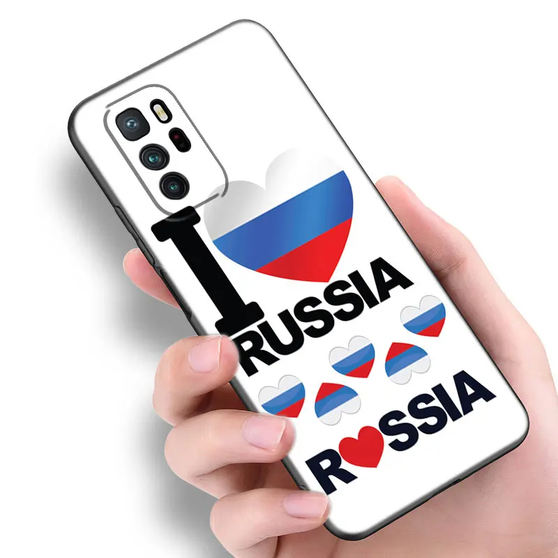 Russia Russian Flags Emblem Black Silicone Phone Case For Xiaomi Redmi Note 10 11 11S 12 13 Pro 4G Plus 11T 5G 10S 12S