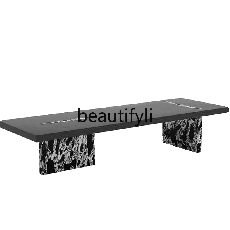 

Medieval marble Italian tea table tea table modern simple black and white Napoleon black flower tea table desk