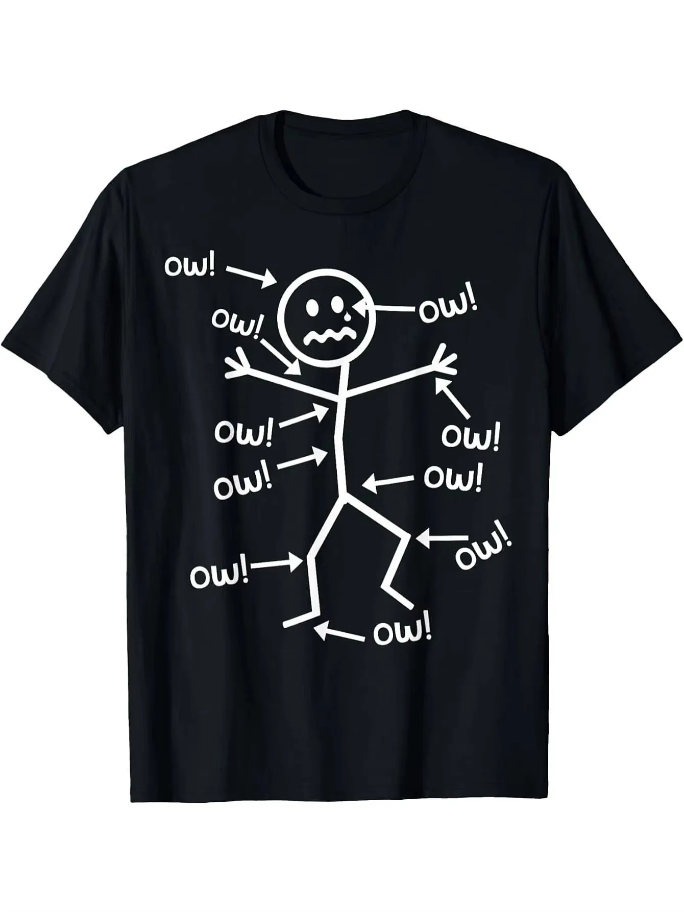 Ow Ow Ow T-Shirt Funny Chronic Pain Awareness Graphic Tee Women Short Sleeve Round Neck Casual Y2K Summer Top