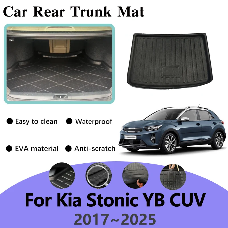 

Коврик для багажника для Kia Stonic, аксессуары 2024 2017 ~ 2025 YB CUV KX1, легко очищаемый водонепроницаемый защитный вкладыш, автомобильные аксессуары для багажника
