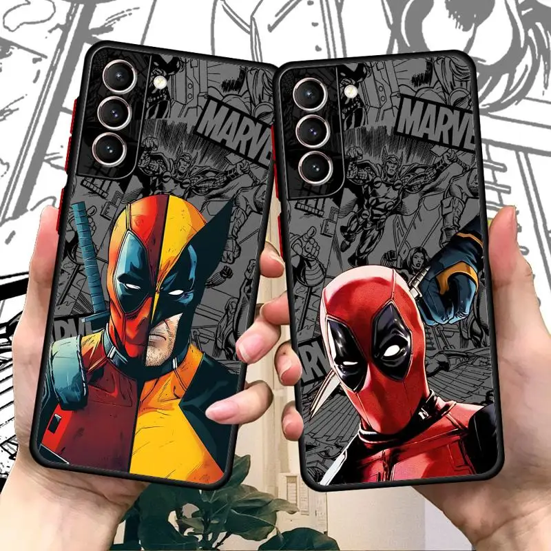 Phone Case for Samsung Galaxy S24 Ultra S23 Ultra S20 S21 FE S22 Ultra 5G S10 Plus S9 Plus Matte Marvel Deadpool Wolverine Cover