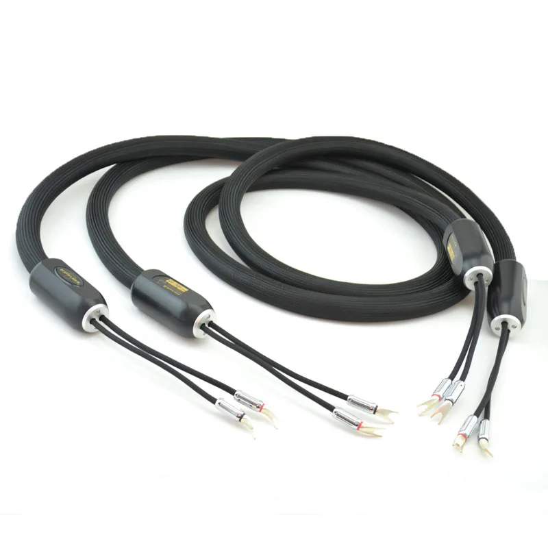 Hifi One pair Kharma Speaker Cable KIC GR 1C Top HIFI loundspeaker cables with spade plug audio AMP CD player Speaker cable