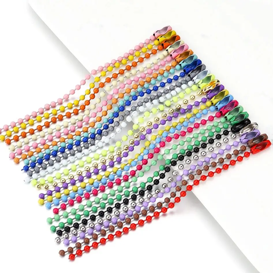 20-100PCS Colorful Ball Bead Chains Fits Key Chain/Dolls/Label Hand Tag Connector For DIY Bracelet Jewelry Making Accessorise