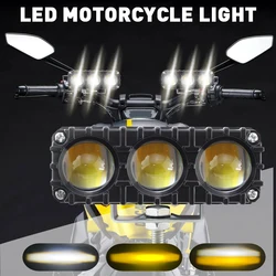 LED Motorcycle Fog Lights 18W Car Work Light Dual Color Mini Lens Spotlight for Jeep Off Road SUV Motorcycle Auxiliary Headlight