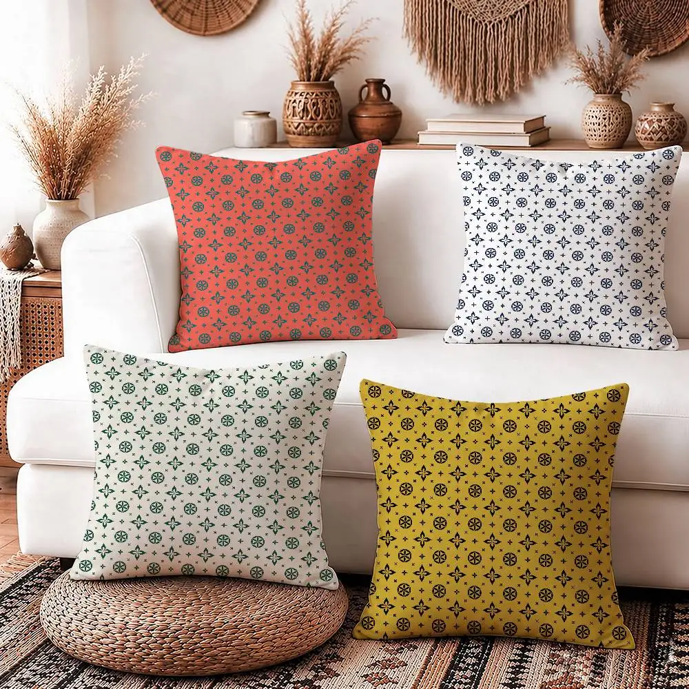 Classic Quatrefoil Monogram Pattern Square Sofa Pillow Cover Solid Color Living Room Home Decor Cushion Case