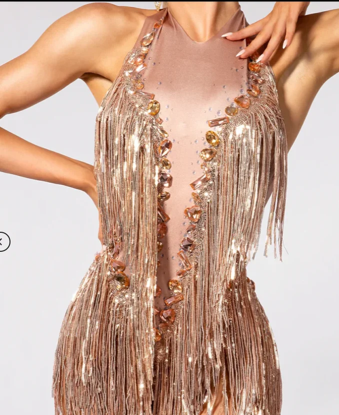 Eleutheria Jewel Fringe Bodysuit women singer event concert outfit