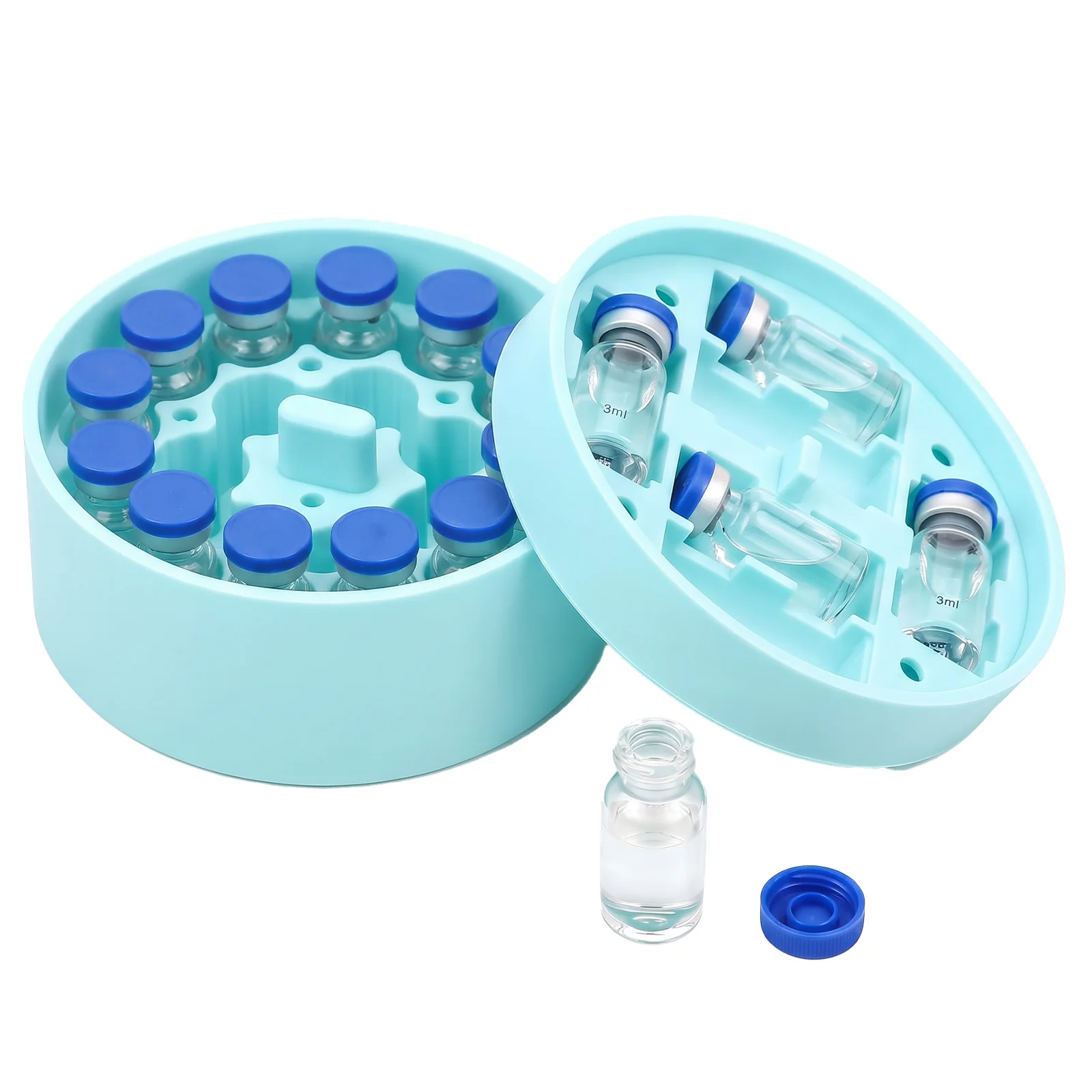 2/3 Pcs 3ml Silicone Vial Insert Compatible with Hydrapeak Food Jar Peptide Storage Box Maximum Hold 27 or 48 Vial Compatible