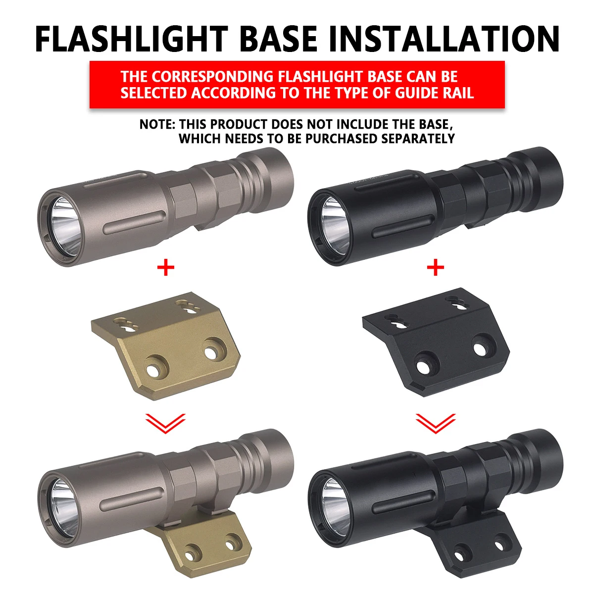 Tactical 1300 Lumen Metal Light V2 LED Powerful Flashlight Aluminum Torch M-LOK 20mm Picatinny Rail Mount Hunting Airsoft Light