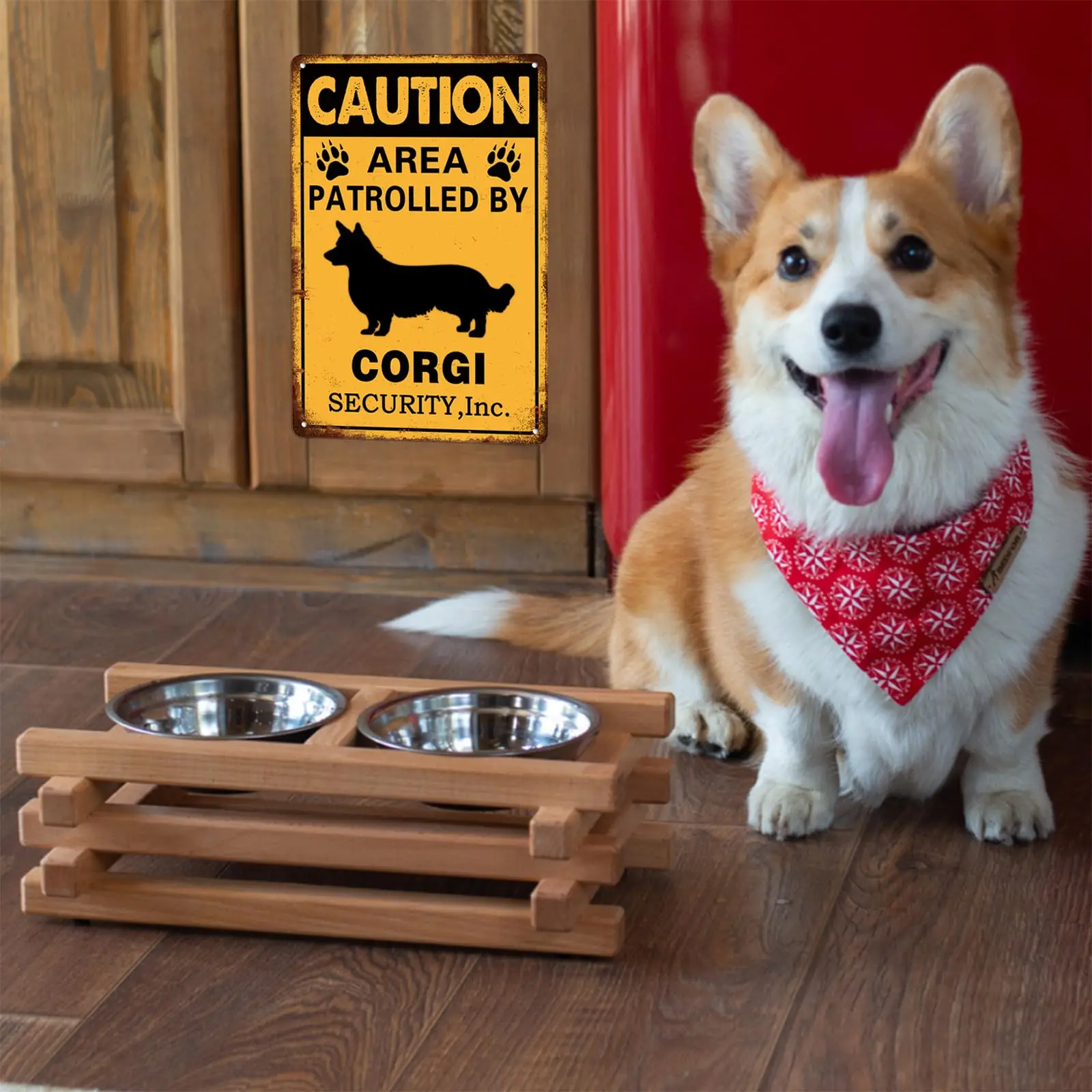 Caution Area Patrolled By Corgi Metal Tin Sign Caution Dog Wall Art Corgi Poster Corgi Gifts For Corgi Lovers Corgi Decorations