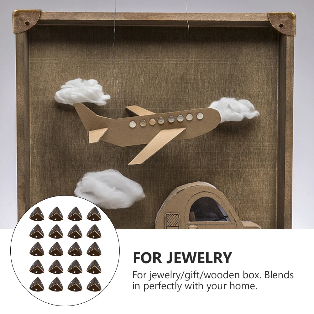 

20Pcs Retro Wooden Box Corner Guards Vintage Iron Protection for Jewelry Cases Furniture Chest Decorative Safety Guard