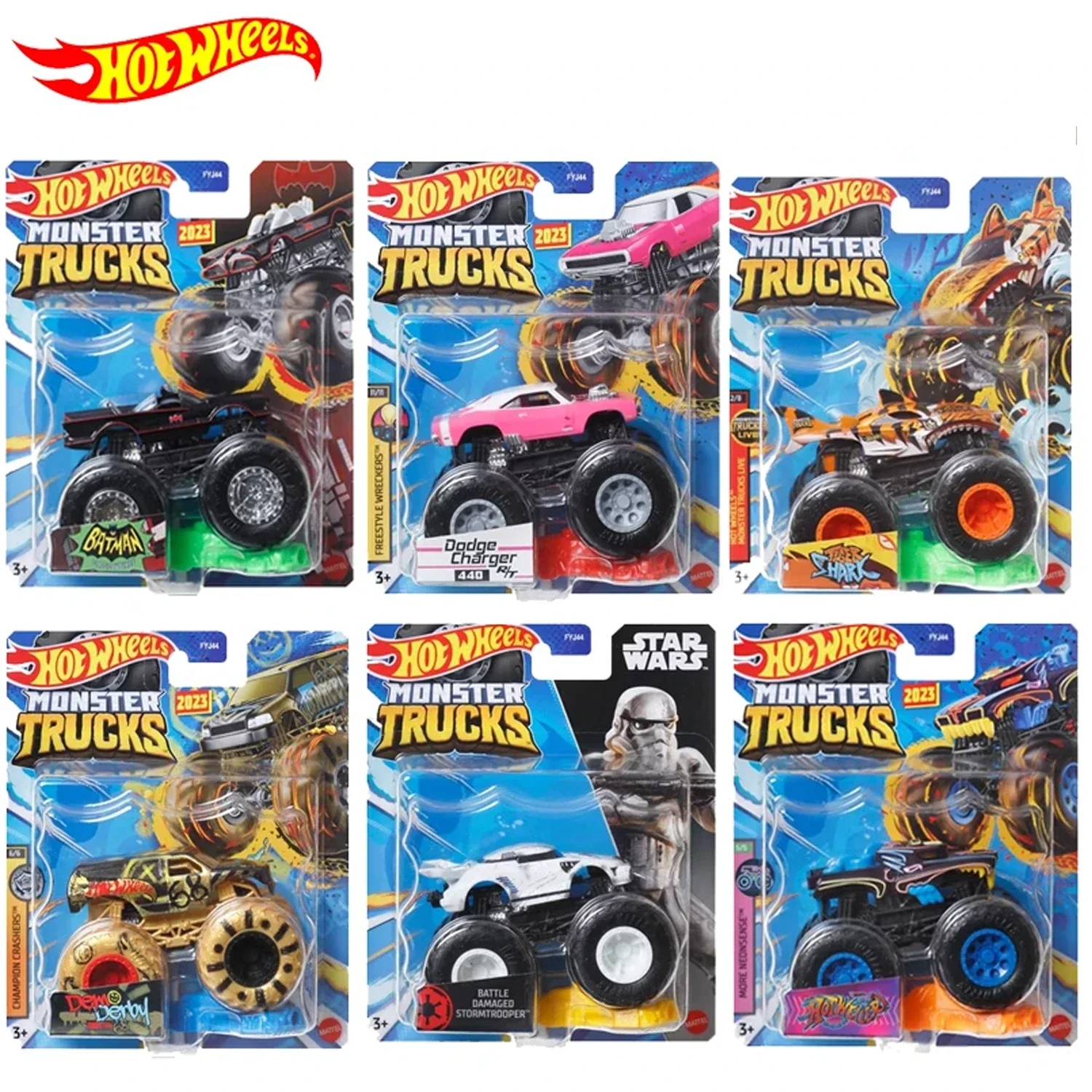 Original Hot Wheels1:64 Diecast  Car Monster Trucks  Shark Batman Dodge Charger BoysTigerDem Derby Gift Toys for Children