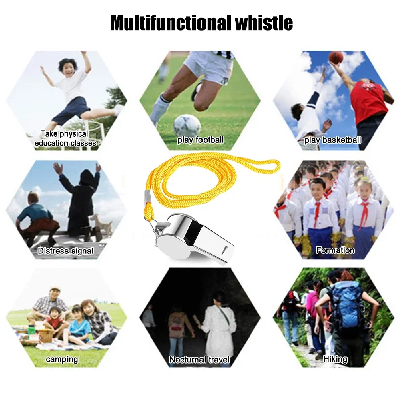 Referee Whistles Portable Metal Whistle with Rope Loud Crisp Sound Whistle Multipurpose for Soccer Football Basketball Training