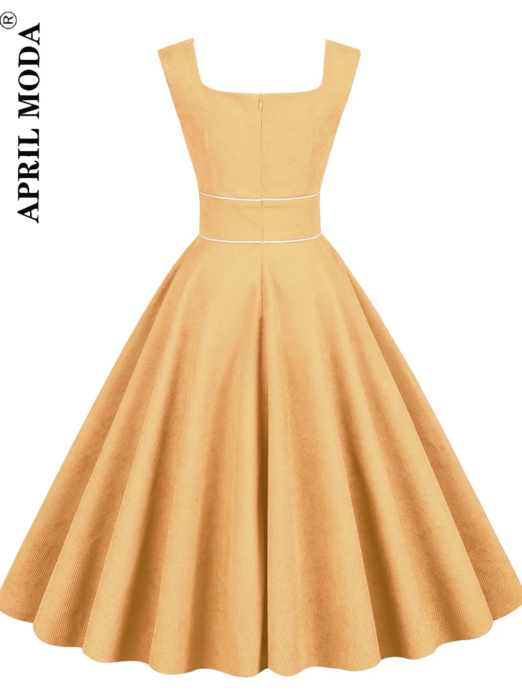 gold rockabilly dress Women 1950s 1960s 1980s Retro Vintage Cocktail Party Swing Pink Prom R –  Hiipps