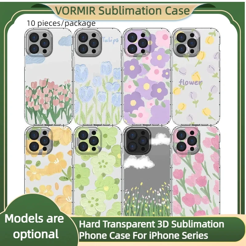 

10pcs Hard Transparent 3D Sublimation Phone Cases Heat Transfer Press Printing Protective Custom Clear Cover for iPhone 12 13 14