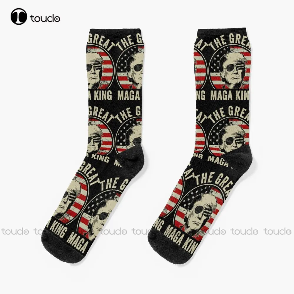 Ultra Maga Republican Trump Maga King Socks Womens Cotton Socks 360° Digital Print Custom Gift Street Skateboard Socks Casual