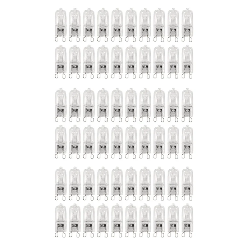 

AB35-60Pcs G9 Halogen Light Bulbs,25W Clear Halogen Lamps Dimmable,Warm White 2800K For Chandeliers,Pendants,Landscape Lights