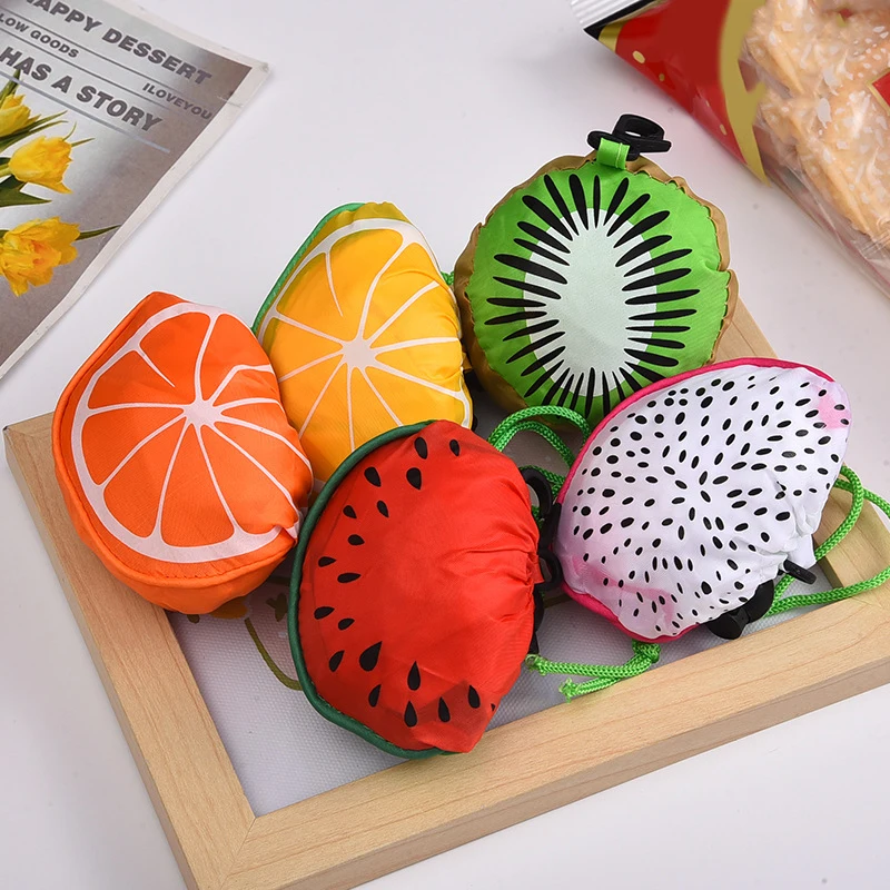Lovely Fruit Foldable Shopping Bag Large Capacity Supermarket Folding Tote Bag Storage Pouch Reusable Eco-Friendly Bags