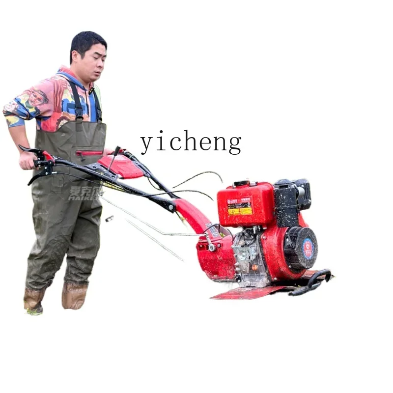 

Four-Wheel Drive Diesel Mini-Tiller Light Mountain Wheel Drive Rotary Tiller High Horsepower Paddy Field Cultivation Machine