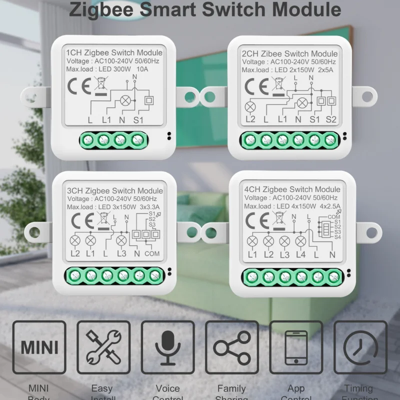 Graffiti Zigbee Circuit Breaker Module Remote Control Switch Neutral Wire Dimmer Timer Switch Smart Home