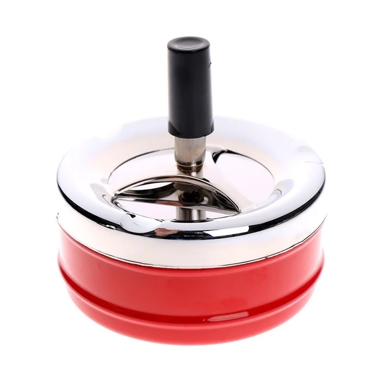 1 pz Indoor Outdoor portacenere portacenere in metallo Spinning Round Push Down posacenere rosso nero