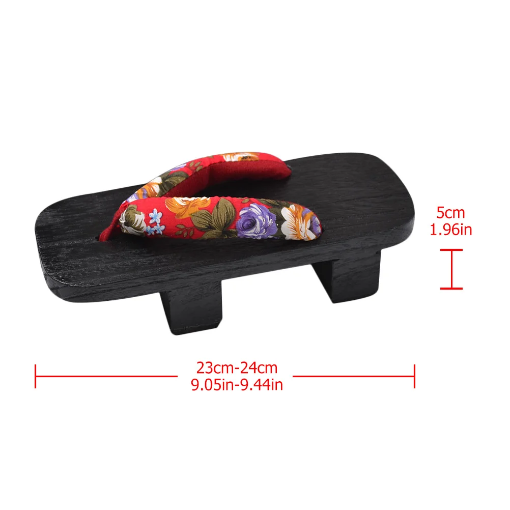 1 Pair Summer Clogs Sandals Women Men Fashion Slippers Comfortable Lightweight Non-Slip Walking Shoes Red Flower Black Wood Size