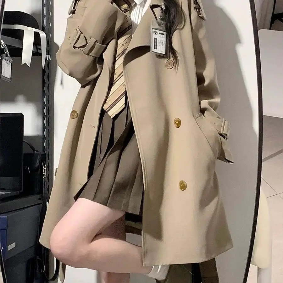 

plus Size 300 Pounds Women's Windbreaker Jacket Spring Early College Style Midi Length High Quality Drapey Coat Elegant Atmos...