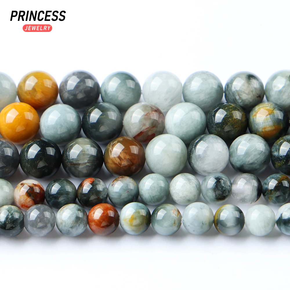 A+ Natural Colorful Hawk\'s Eye Stone Loose Beads for Jewelry Making Bracelet Eagle Eye Stone Beads DIY Accessories 6 8 10mm