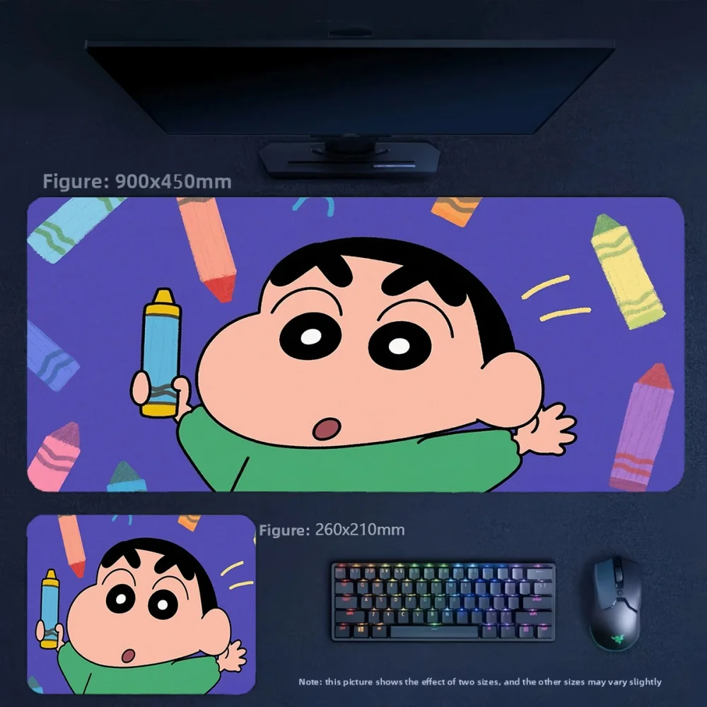 High Definition Animation Crayon Shin-chan Graffiti Style Leather Mouse Pad Girls Green Eye Protection Wrist Leather Table Mat