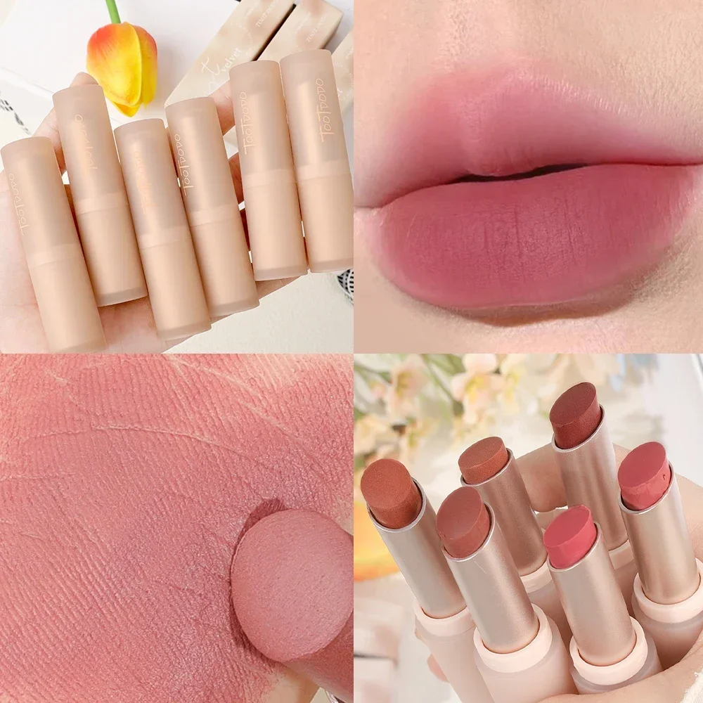 Lápiz labial de terciopelo de larga duración, Pintalabios resistente al agua, no se decolora, Sexy, rojo, rosa, mate, maquillaje coreano, cosmético, 6 colores