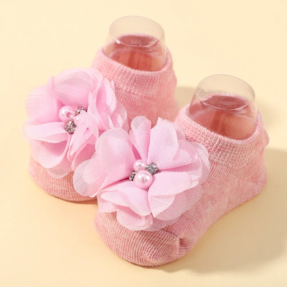 Newborn Cute Floral Non-slip Socks New Baby Soft Prewalker Knitted Sock For BABY BOWS Girls Boys Infant Floor Socks Gift 0-1Y