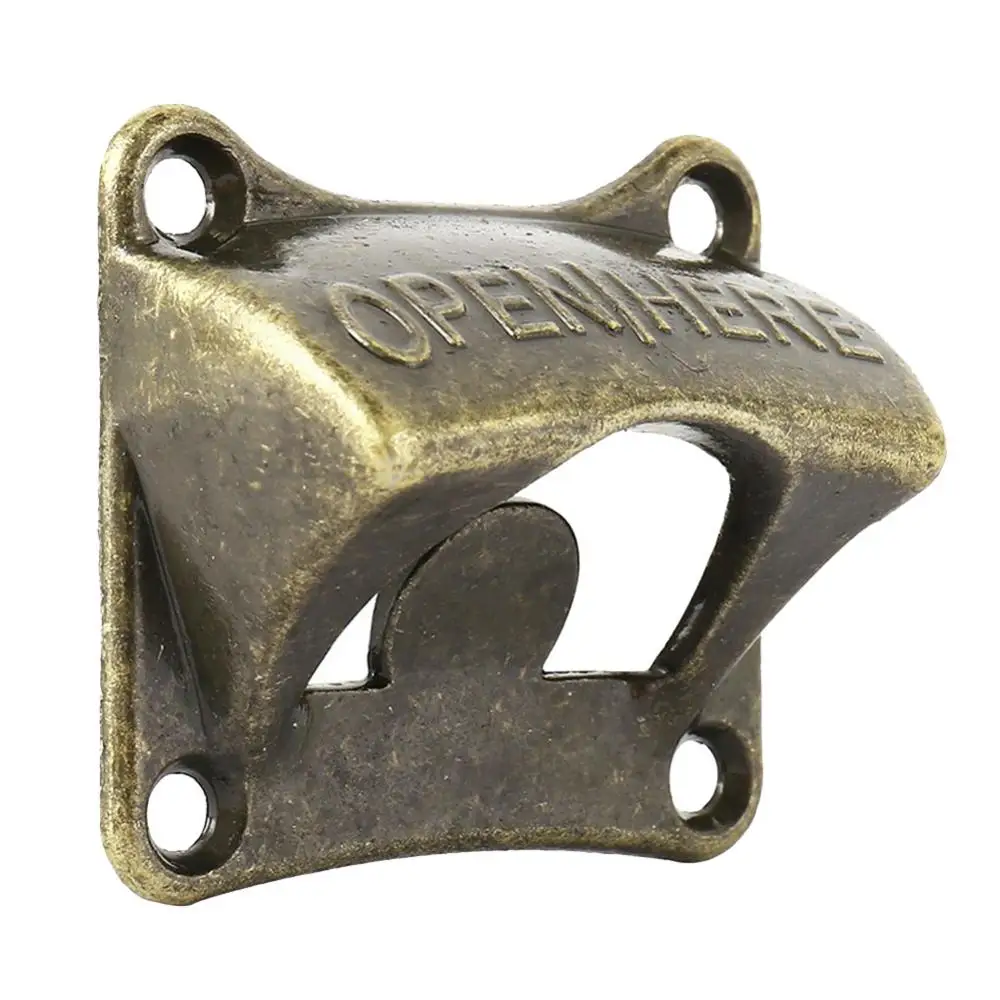 Soda Bottle Cap Opener Vintage Bronze Wall Mounted Wine Beer Bar Accessories Square Bronze Beer Starter Dropshipping