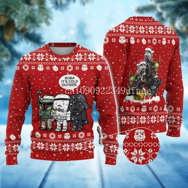 Disney Yoda Ugly Sweater Mandalorian Christmas Wool Disney Christmas Shirt Gift Boys and Girls Sweater Casual Sweatshirt