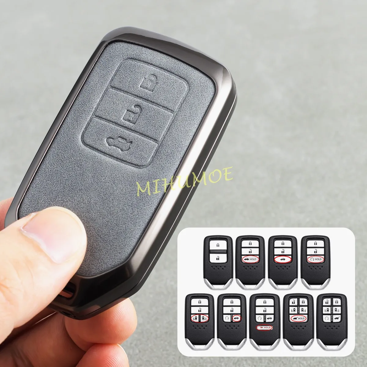 Alloy + Leather Car 2/3/4/5/6 Buttons Key Case Cover Shell For Honda Accord Civic CR-V Fit HR-V Odyssey Pilot Insight Passport