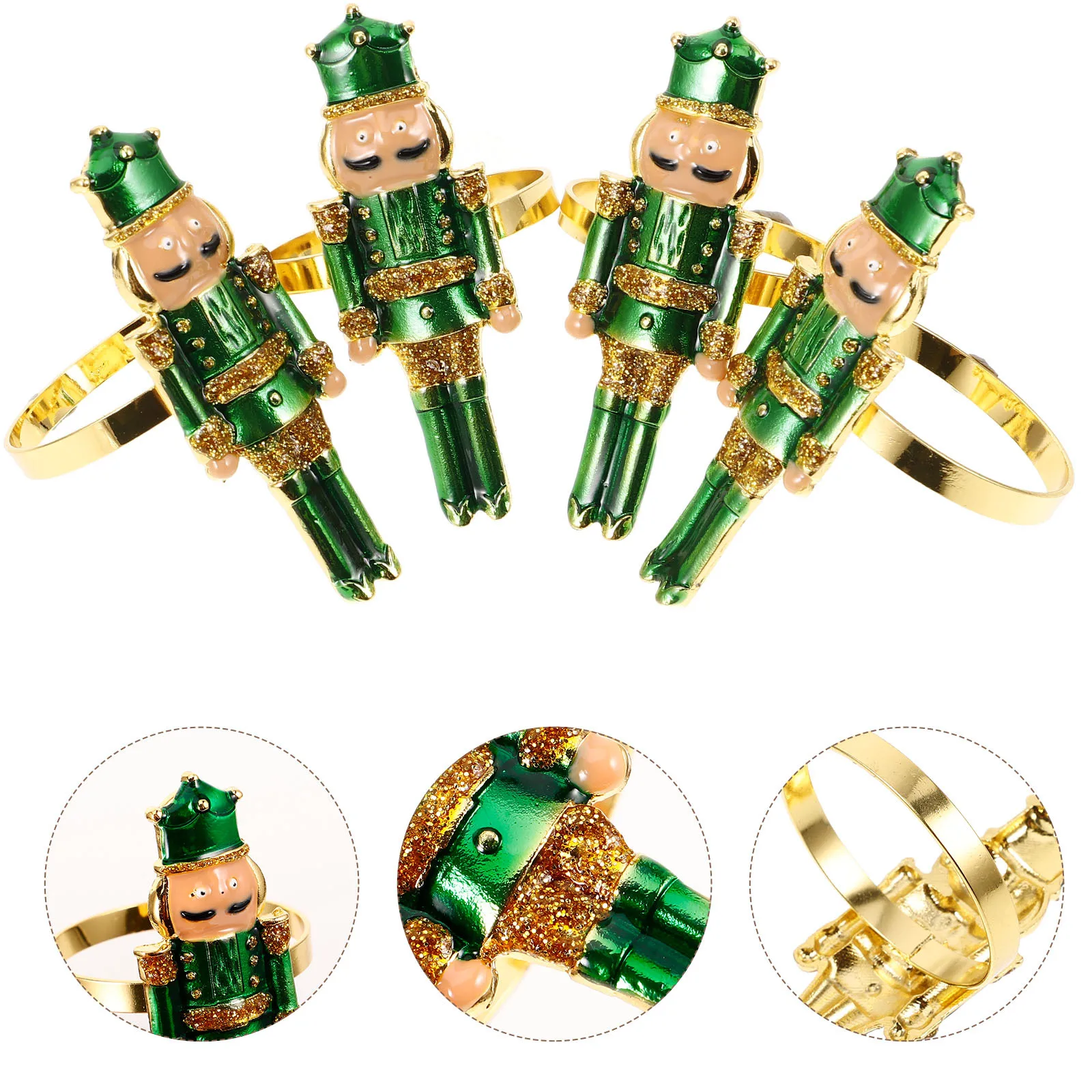

4pcs Nutcracker Reusable For Holiday Holder Dinner Ring Christmas Rings Christmas Napkins Holder Nutcrcker