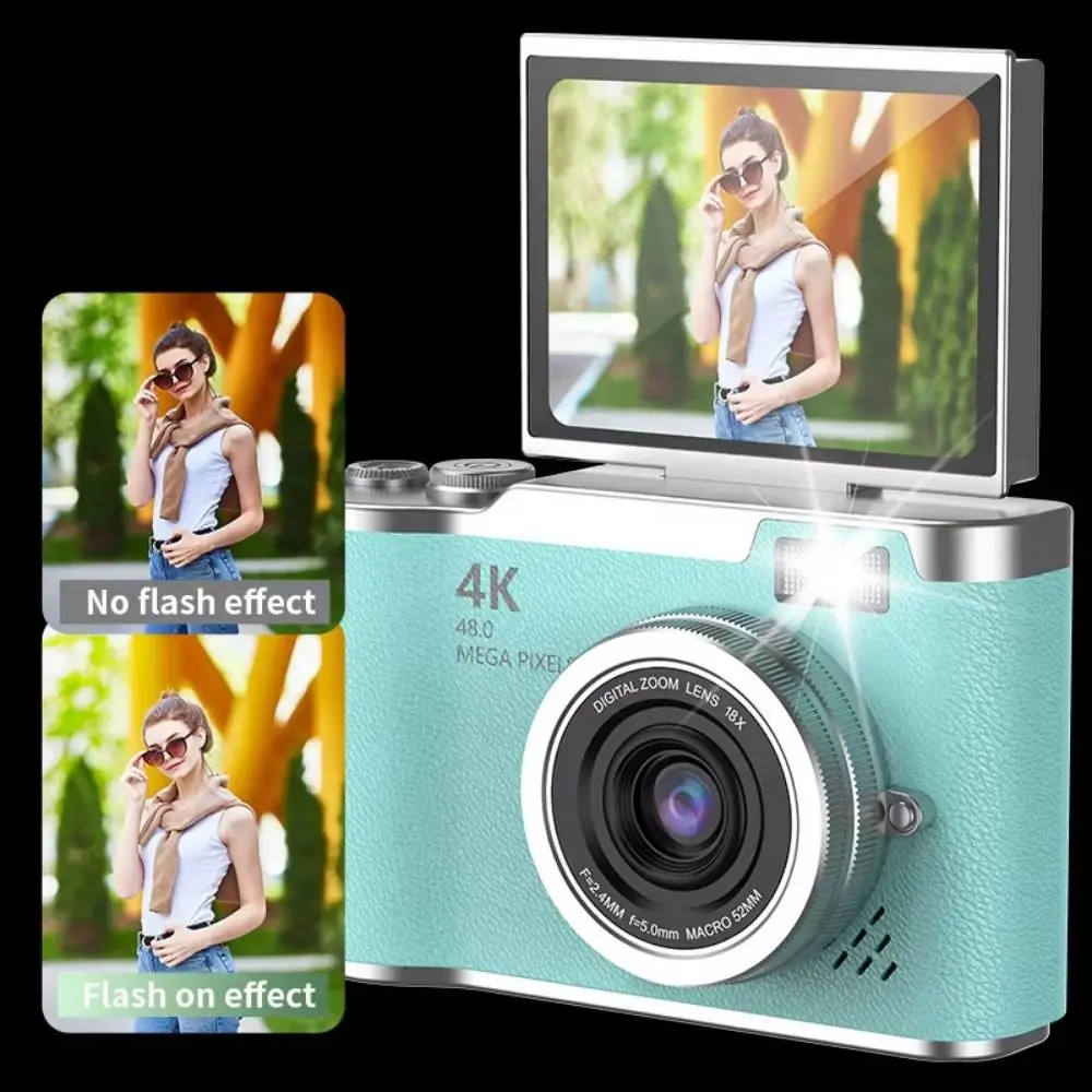 High-Definition HD Digital Camera Flip Screen 8X Digital Zoom Video Camcorder CCD 4K 48MP Led Flash Light Kids Photography Toy