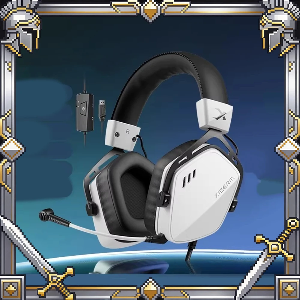 XIBERIA K03 Headphones Hi-Res Gold Standard Authentication CM6646X1 Chip Gaming Earphone 7.1 Surround Sound PC Gamer