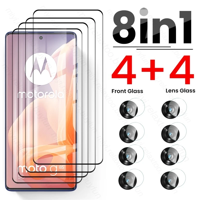 For Motorola Moto G85 5G Glass 8To1 Tempered Glass Curved Screen Protector On Moto Rola MotoG85 G 85 85G Camera Protective Glass