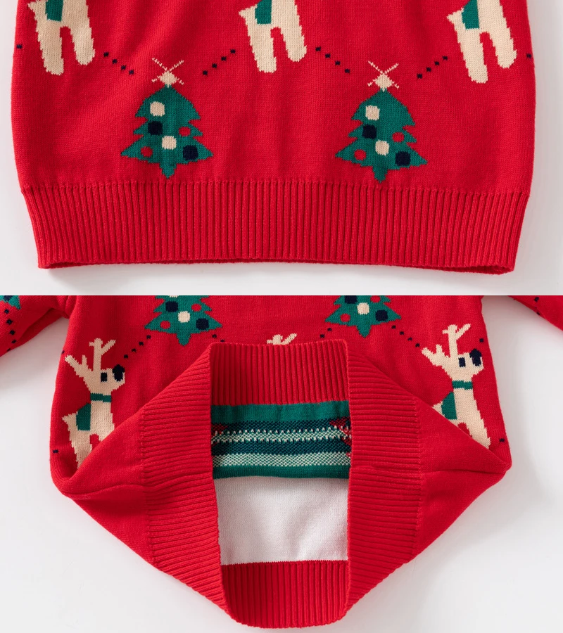 Winter Kid Sweater Long Sleeve Top Print Deer Christmas Tree Pullover Knitwear 2-6Y Baby Boy Girl Sweater Children Party Clothes