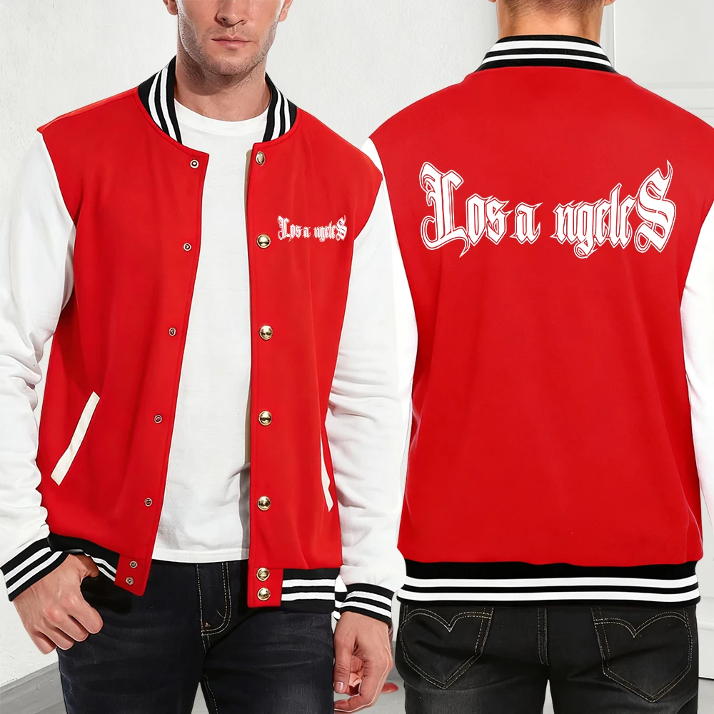 

Хлопковые пальто с буквенным принтом Лос-Анджелеса, мужские зимние флисовые теплые куртки, базовые бейсбольные майки с карманами, спортивная мужская уличная одежда